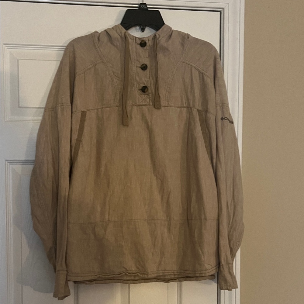 Tan Hooded lightweight jacket